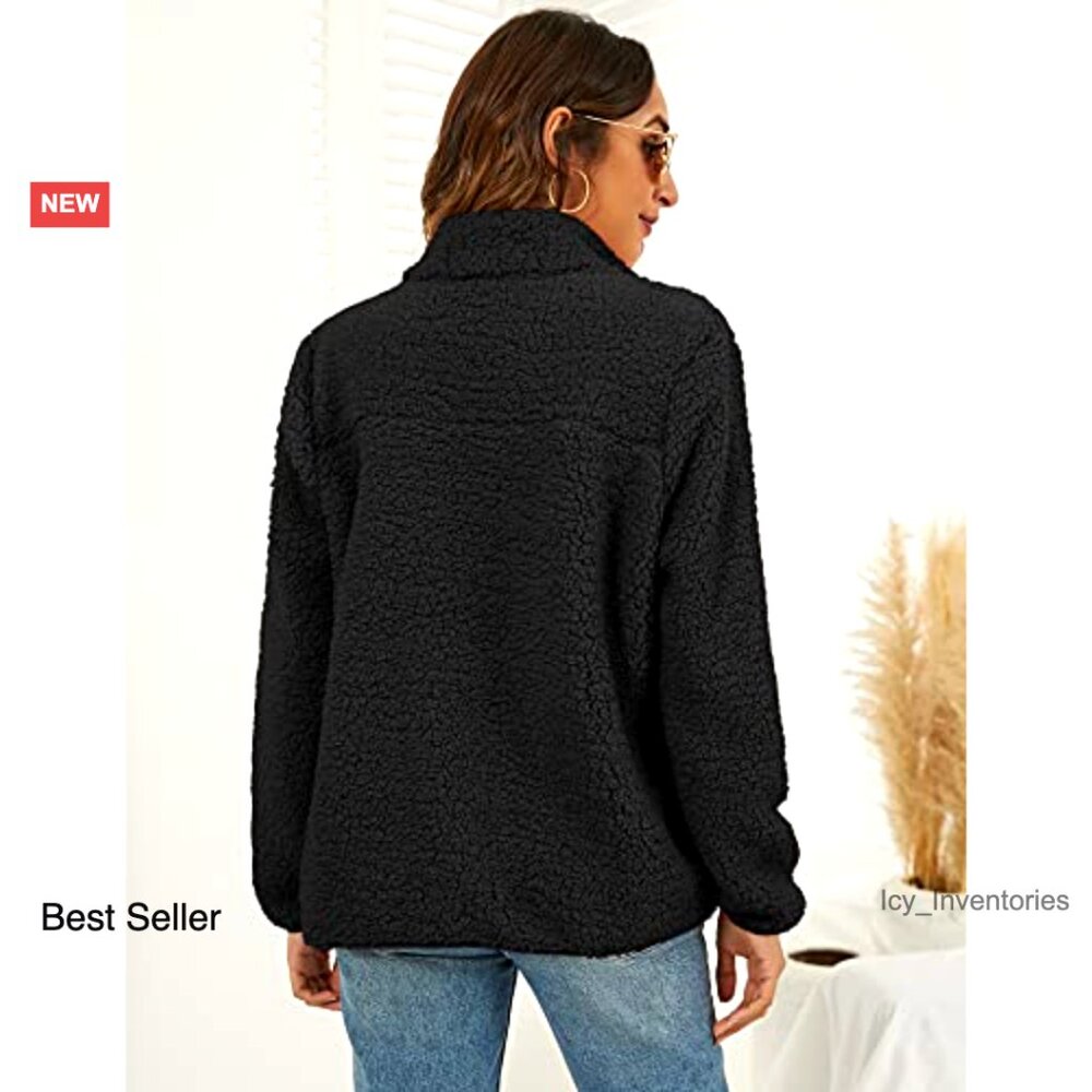 Faux Shearling Full Zip Patchwork Jacket Oversize… - image 3